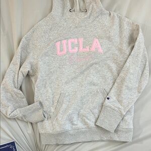 Champion Gray Hoodie with Pink UCLA Embroidery UCLA hoodie